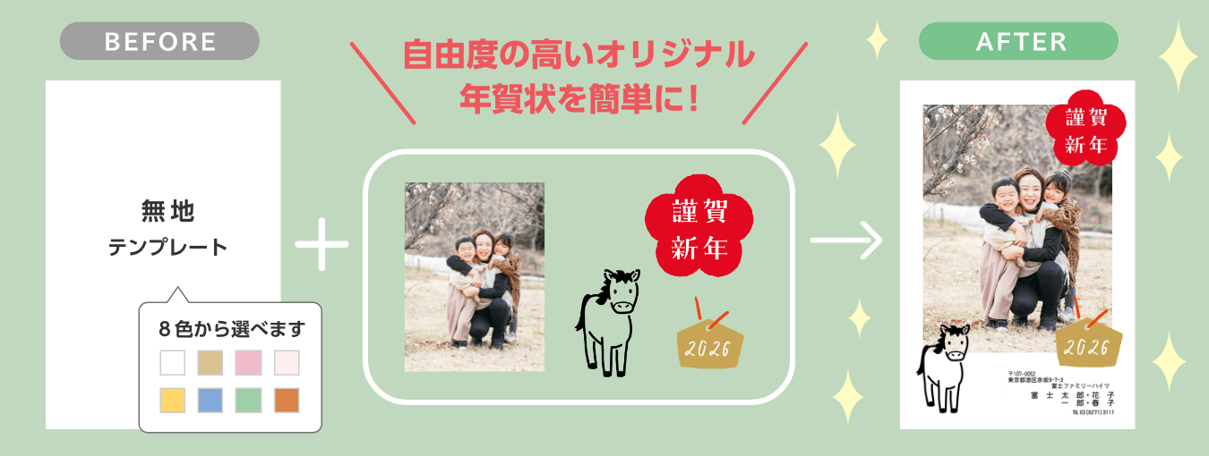 自由度の高いオリジナル年賀状を簡単に！